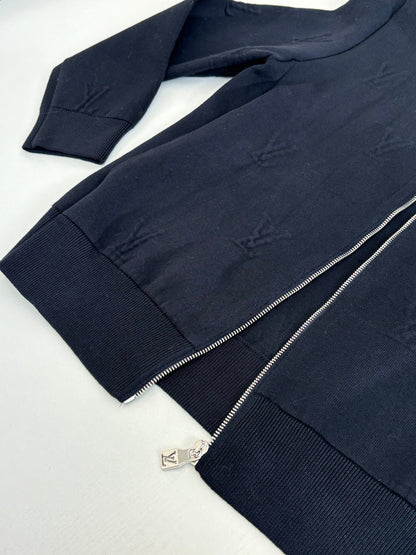 251021 New high-quality embossed lapel zipper knitted coat