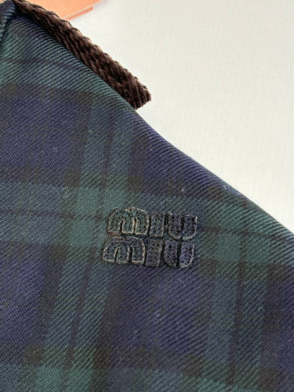 251021 New high-quality color-blocking corduroy lapel checkered cotton jacket