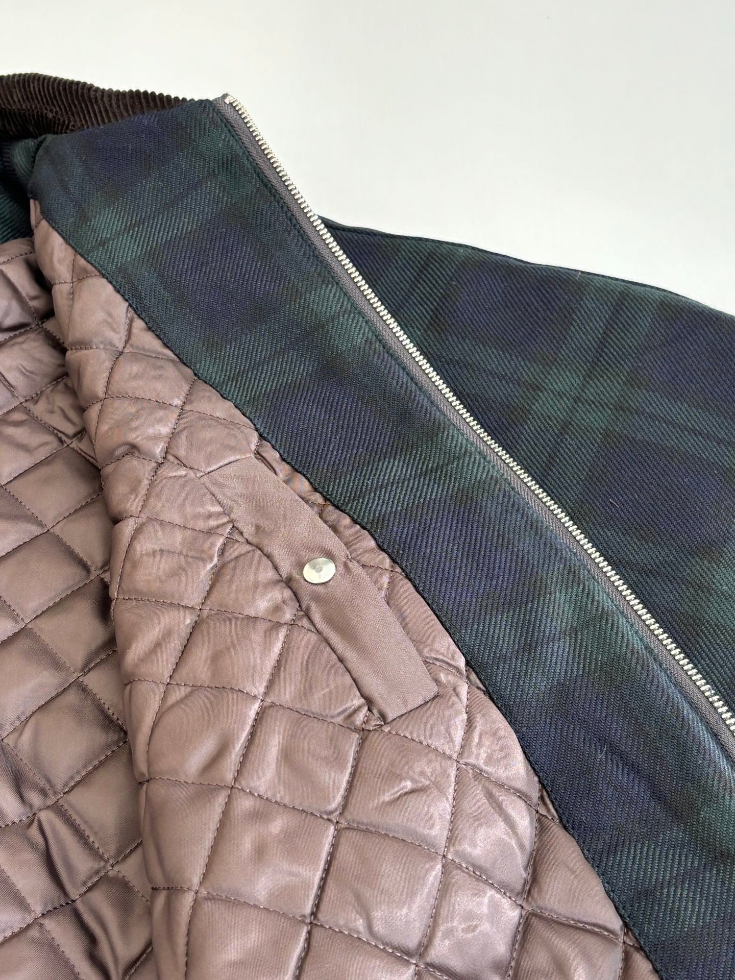 251021 New high-quality color-blocking corduroy lapel checkered cotton jacket