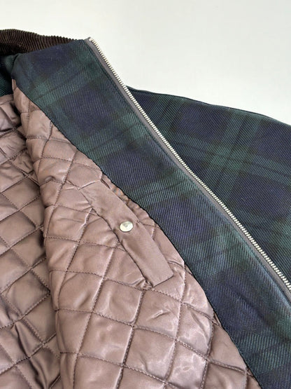 251021 New high-quality color-blocking corduroy lapel checkered cotton jacket