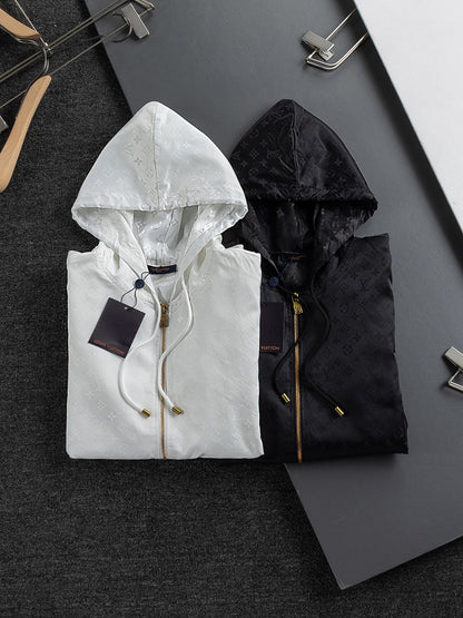 251021 new high-quality jacquard full-print hooded jacket