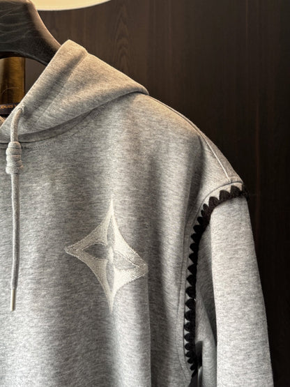 251021 New high-quality, heavily crafted burnt flower hoodie