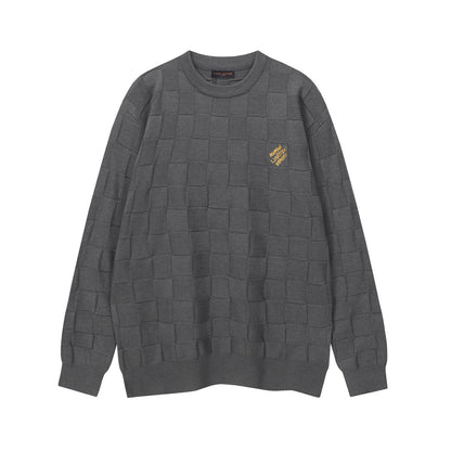 251021 New high-quality checkerboard series round-neck pullover sweater