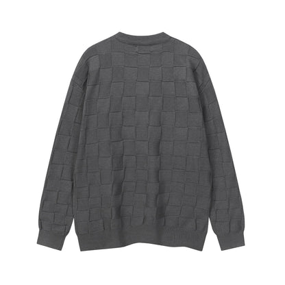 251021 New high-quality checkerboard series round-neck pullover sweater