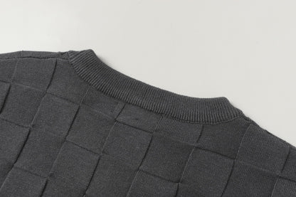 251021 New high-quality checkerboard series round-neck pullover sweater