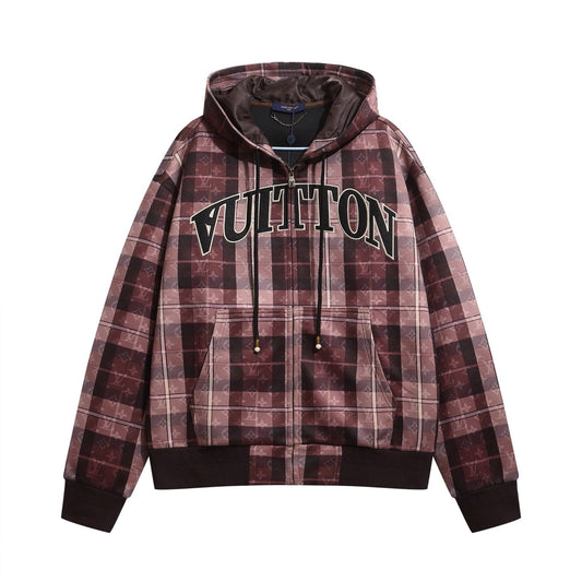 251021 A new high-quality checkered hooded loose jacket
