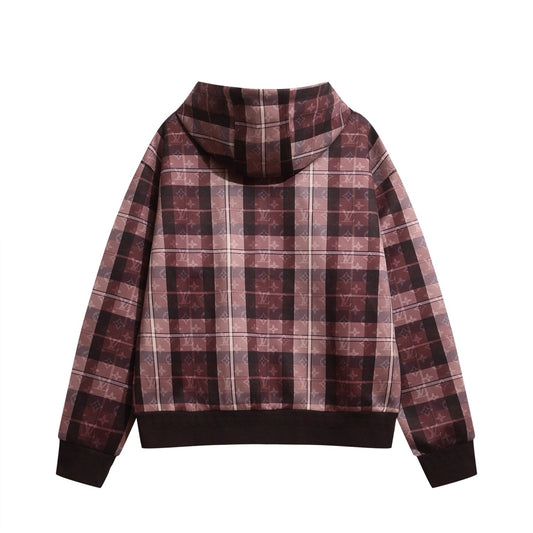 251021 A new high-quality checkered hooded loose jacket