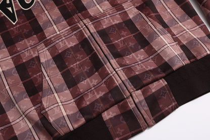 251021 A new high-quality checkered hooded loose jacket