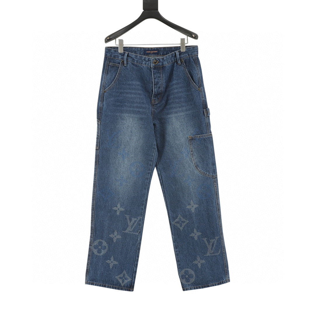 251021 New high-quality denim trousers with embroidered lower part