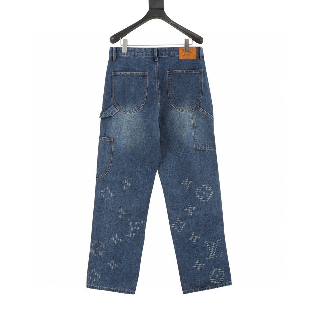 251021 New high-quality denim trousers with embroidered lower part