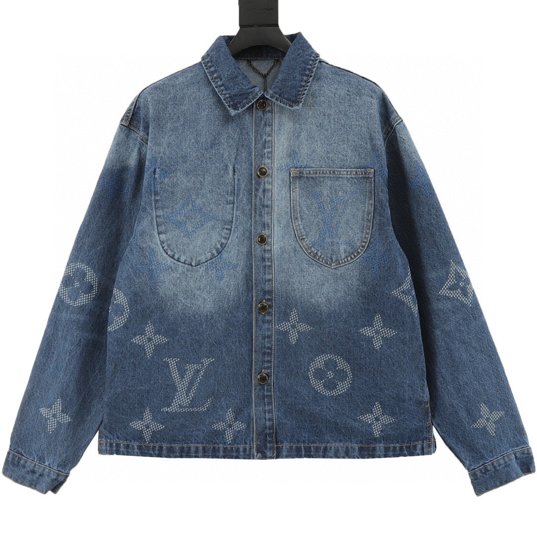 251021 A new high-quality denim jacket with embroidered lower part