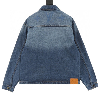 251021 A new high-quality denim jacket with embroidered lower part