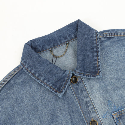 251021 A new high-quality denim jacket with embroidered lower part