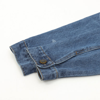 251021 A new high-quality denim jacket with embroidered lower part