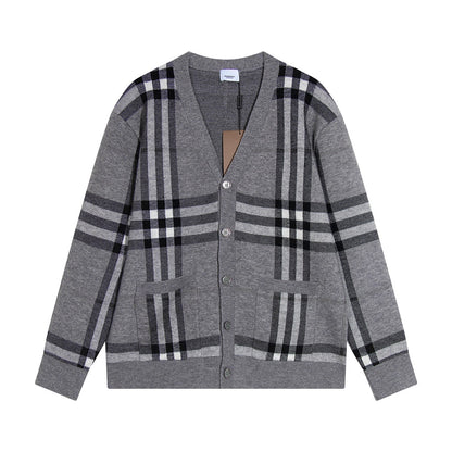 251021  new high-quality loose checkered cardigan sweater