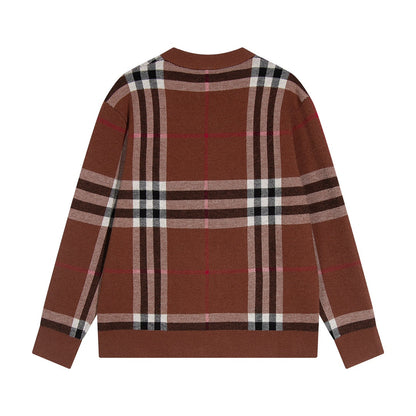 251021  new high-quality loose checkered cardigan sweater