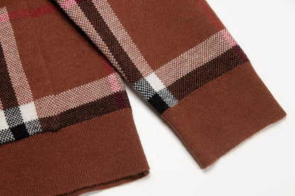 251021  new high-quality loose checkered cardigan sweater