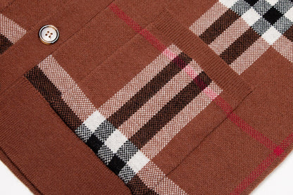 251021  new high-quality loose checkered cardigan sweater