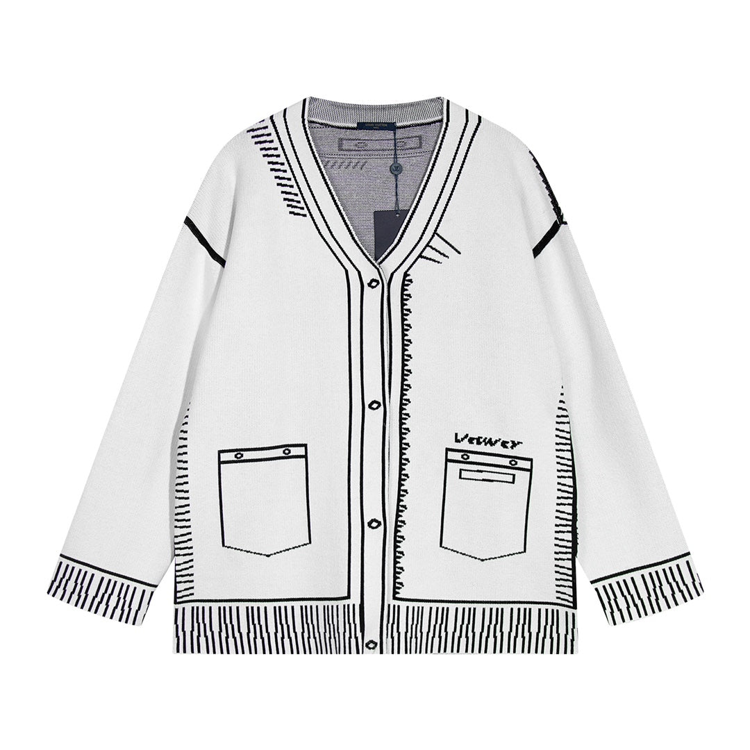 251021 New high-quality and distinctive graffiti wool sweater cardigan