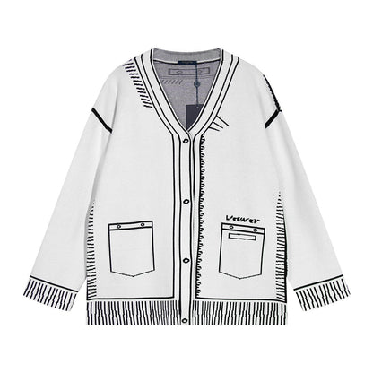 251021 New high-quality and distinctive graffiti wool sweater cardigan