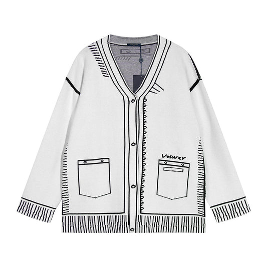 251021 New high-quality and distinctive graffiti wool sweater cardigan