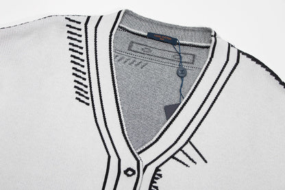 251021 New high-quality and distinctive graffiti wool sweater cardigan