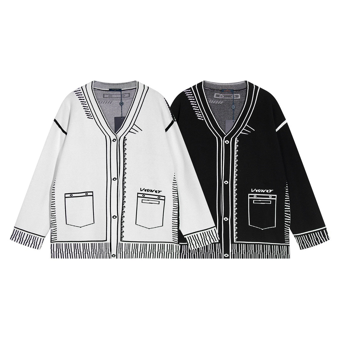 251021 New high-quality and distinctive graffiti wool sweater cardigan