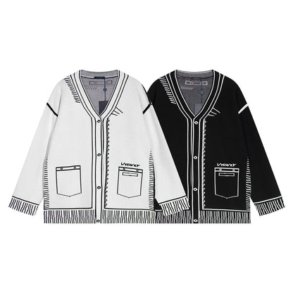 251021 New high-quality and distinctive graffiti wool sweater cardigan