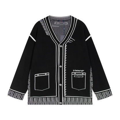 251021 New high-quality and distinctive graffiti wool sweater cardigan