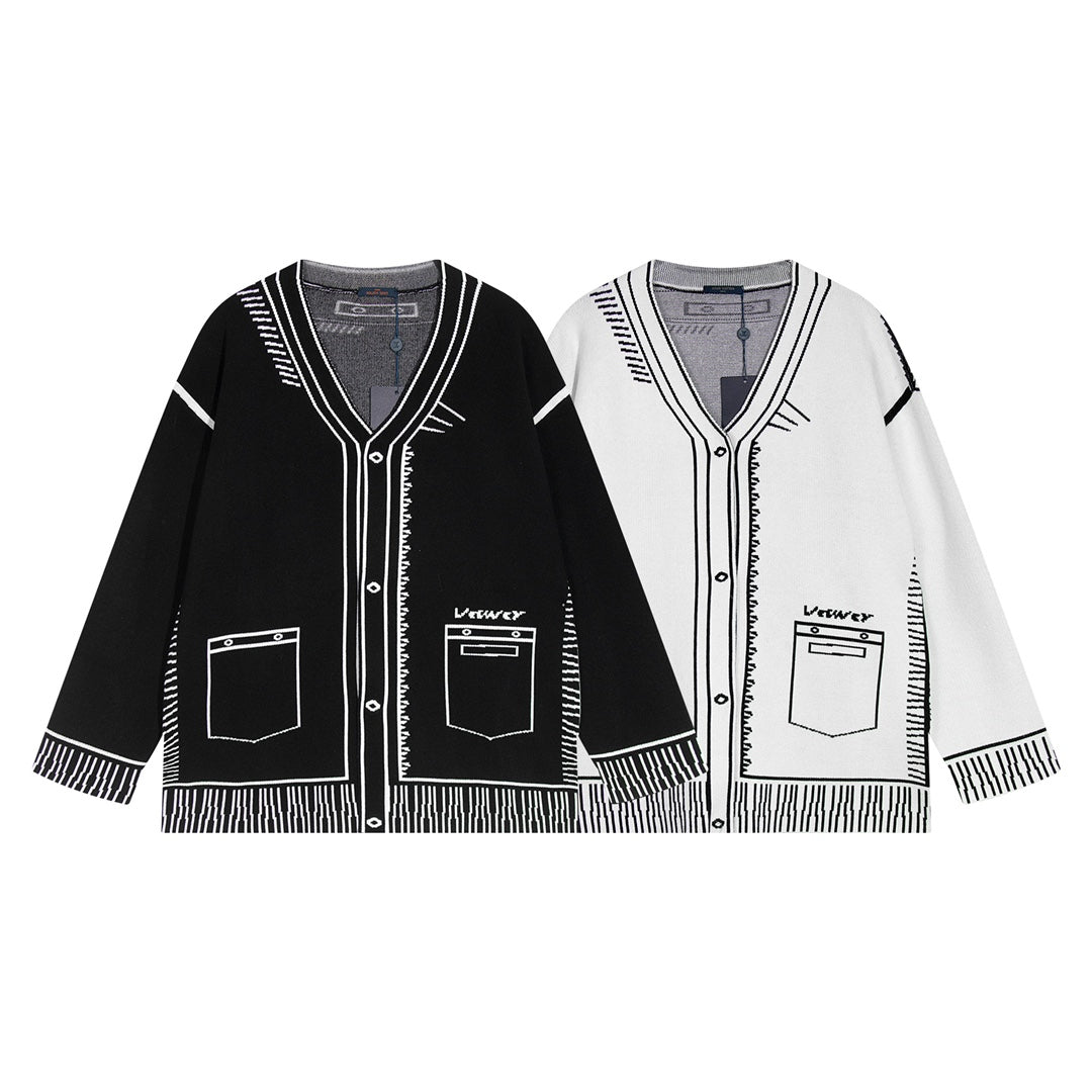 251021 New high-quality and distinctive graffiti wool sweater cardigan