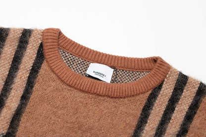 251021 New high-quality checked loose mohair pullover sweater