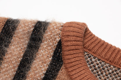 251021 New high-quality checked loose mohair pullover sweater