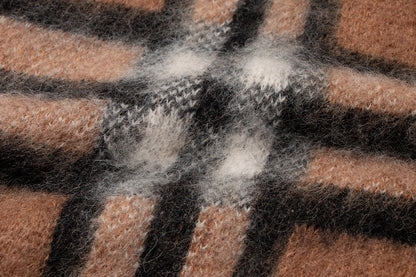 251021 New high-quality checked loose mohair pullover sweater