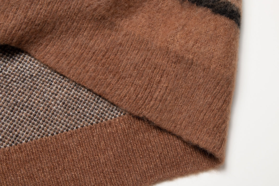 251021 New high-quality checked loose mohair pullover sweater