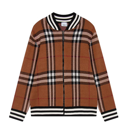 251021 New high-quality checked cashmere sweater jacket