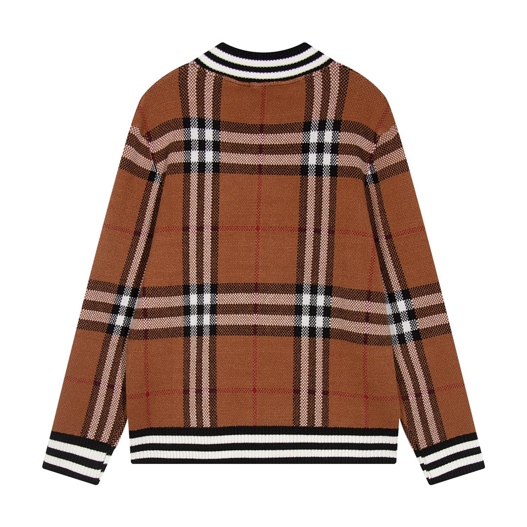 251021 New high-quality checked cashmere sweater jacket