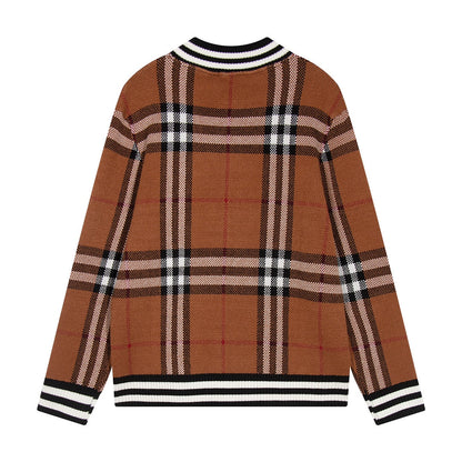251021 New high-quality checked cashmere sweater jacket