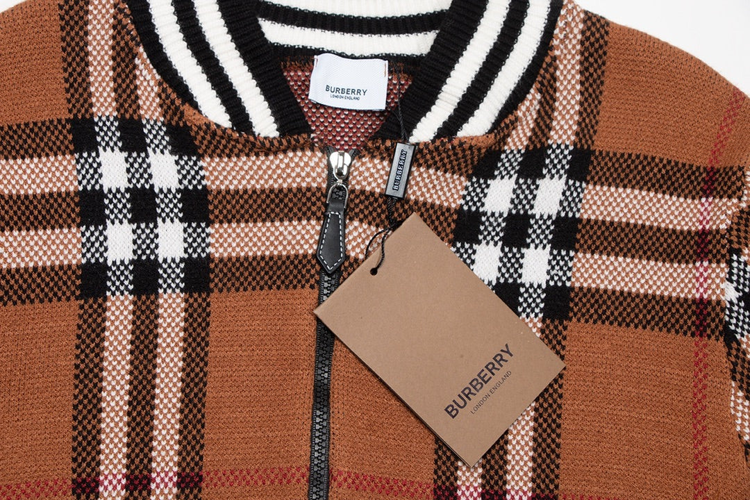 251021 New high-quality checked cashmere sweater jacket