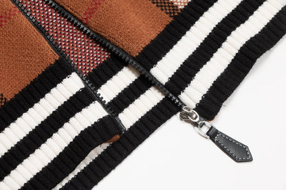 251021 New high-quality checked cashmere sweater jacket