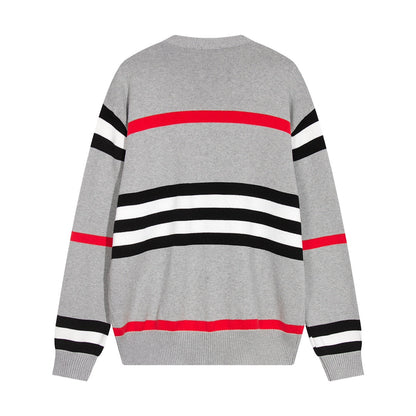 251021 New high-quality patchwork striped top V-neck sweater cardigan
