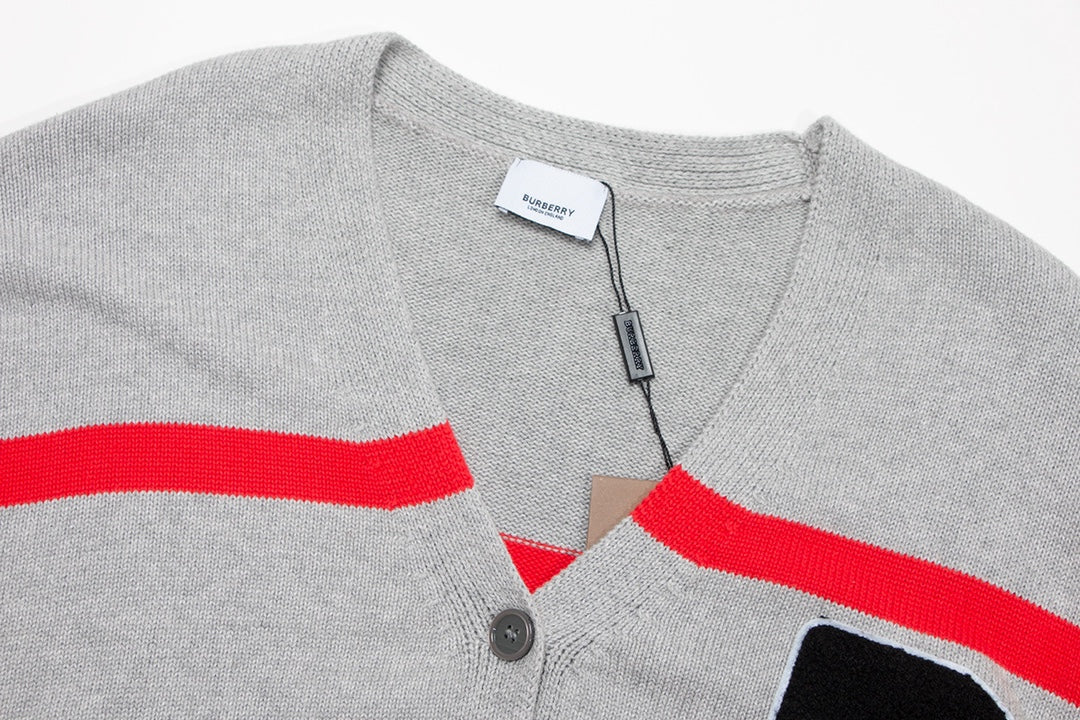 251021 New high-quality patchwork striped top V-neck sweater cardigan