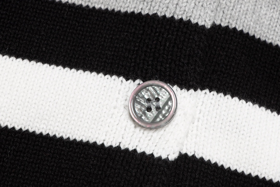 251021 New high-quality patchwork striped top V-neck sweater cardigan