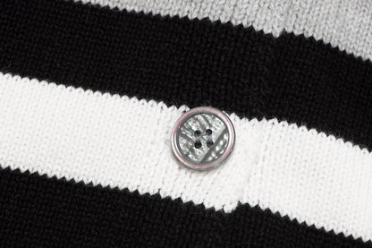 251021 New high-quality patchwork striped top V-neck sweater cardigan