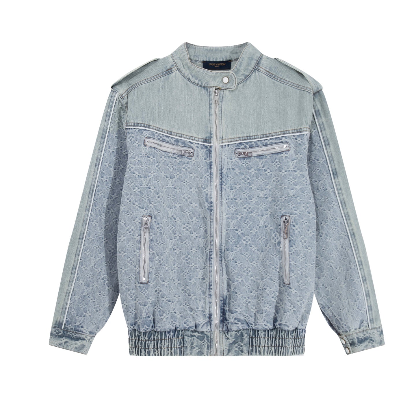 251021 new high-quality vintage washed denim jacquard color-blocked denim jacket