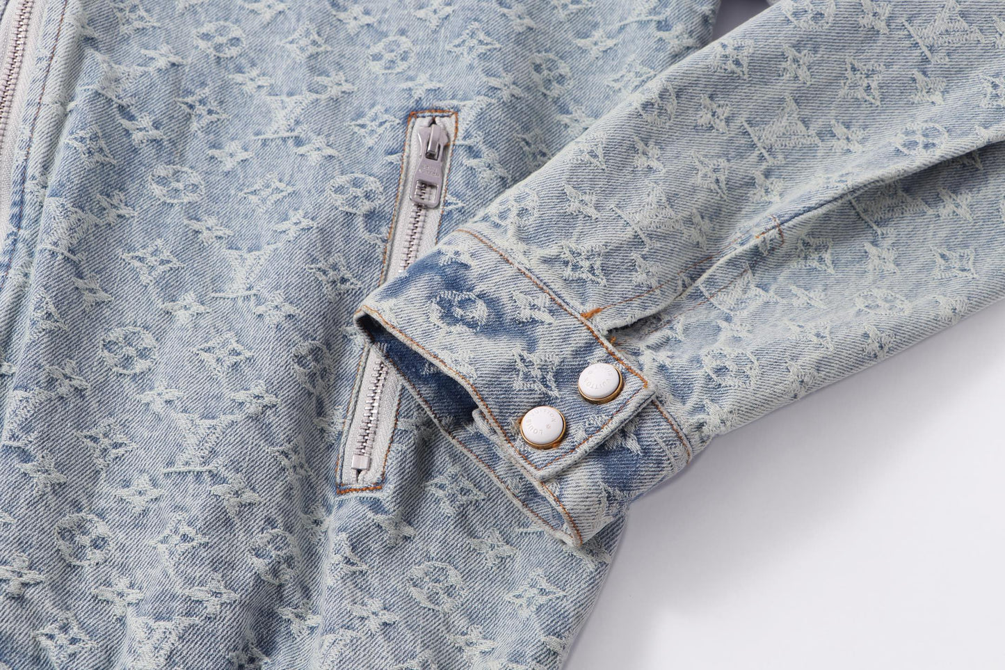 251021 new high-quality vintage washed denim jacquard color-blocked denim jacket