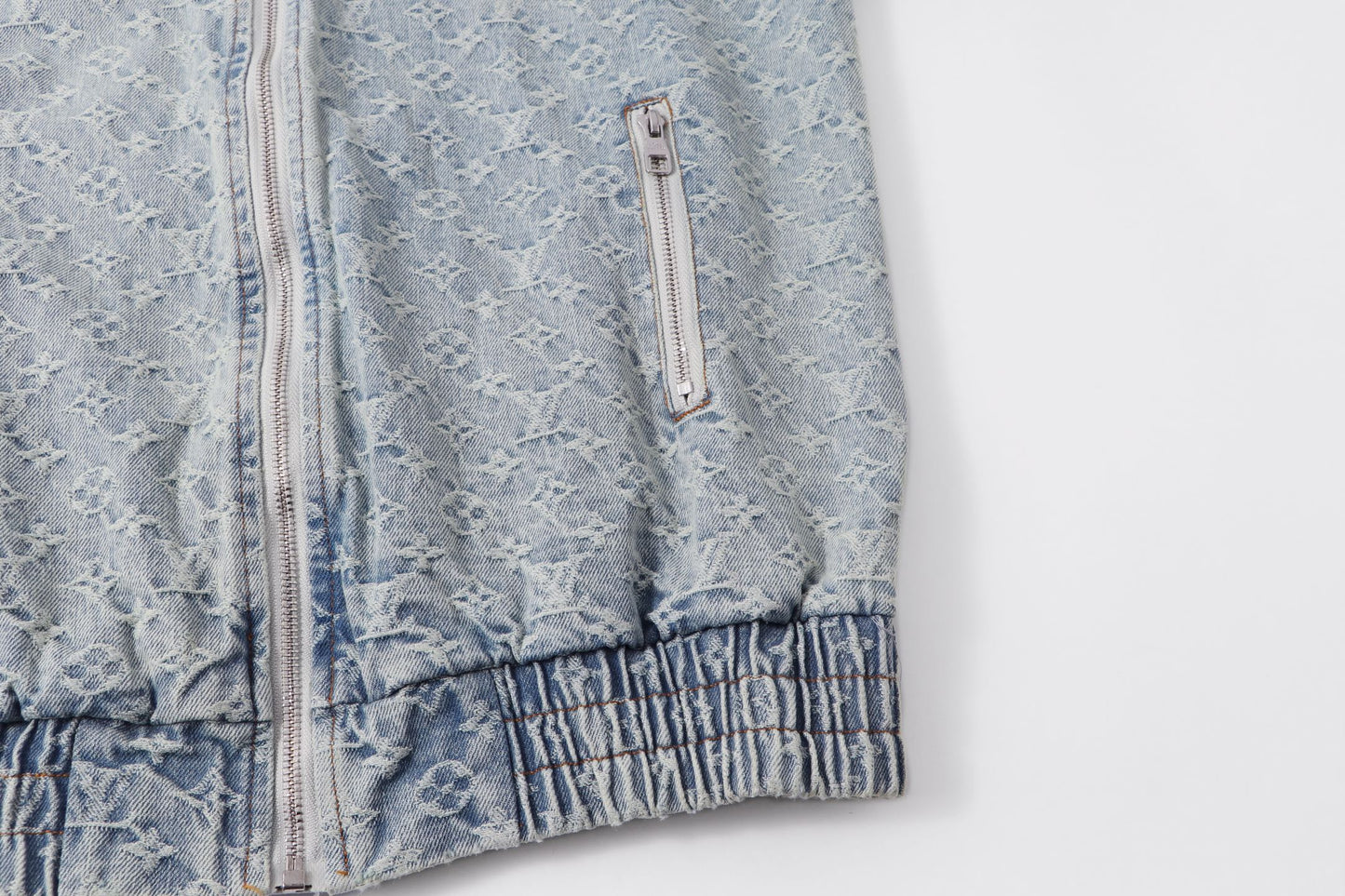 251021 new high-quality vintage washed denim jacquard color-blocked denim jacket