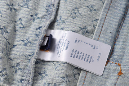 251021 new high-quality vintage washed denim jacquard color-blocked denim jacket