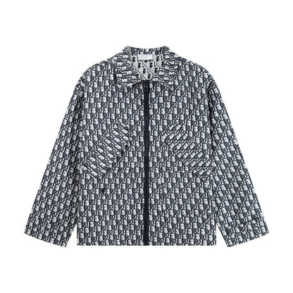 251021 new high-quality monogram full print blue and white down jacket
