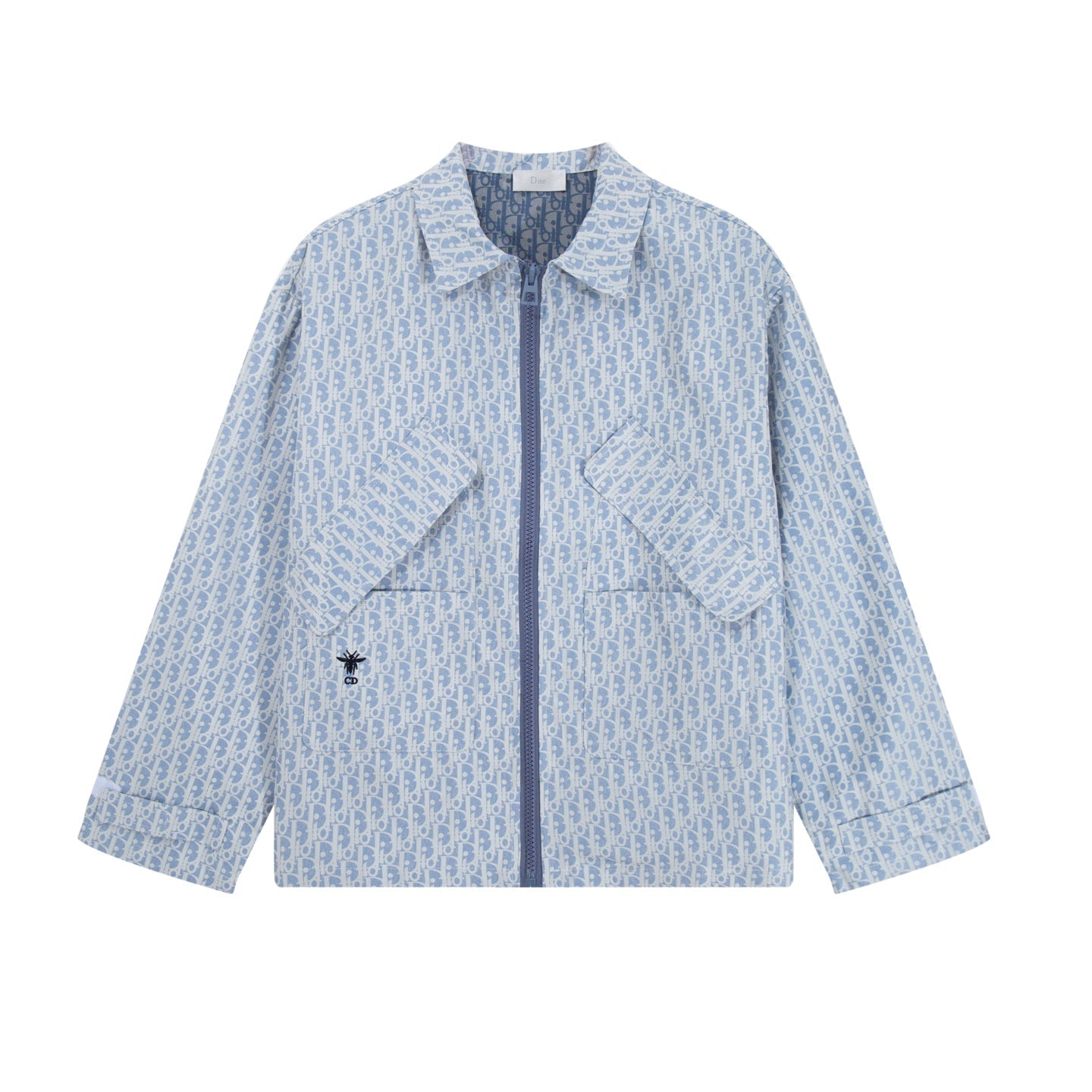 251021 new high-quality monogram full print blue and white down jacket