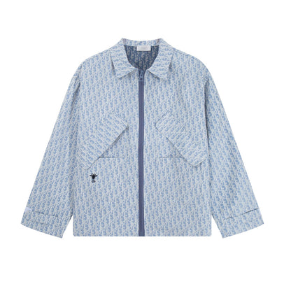 251021 new high-quality monogram full print blue and white down jacket